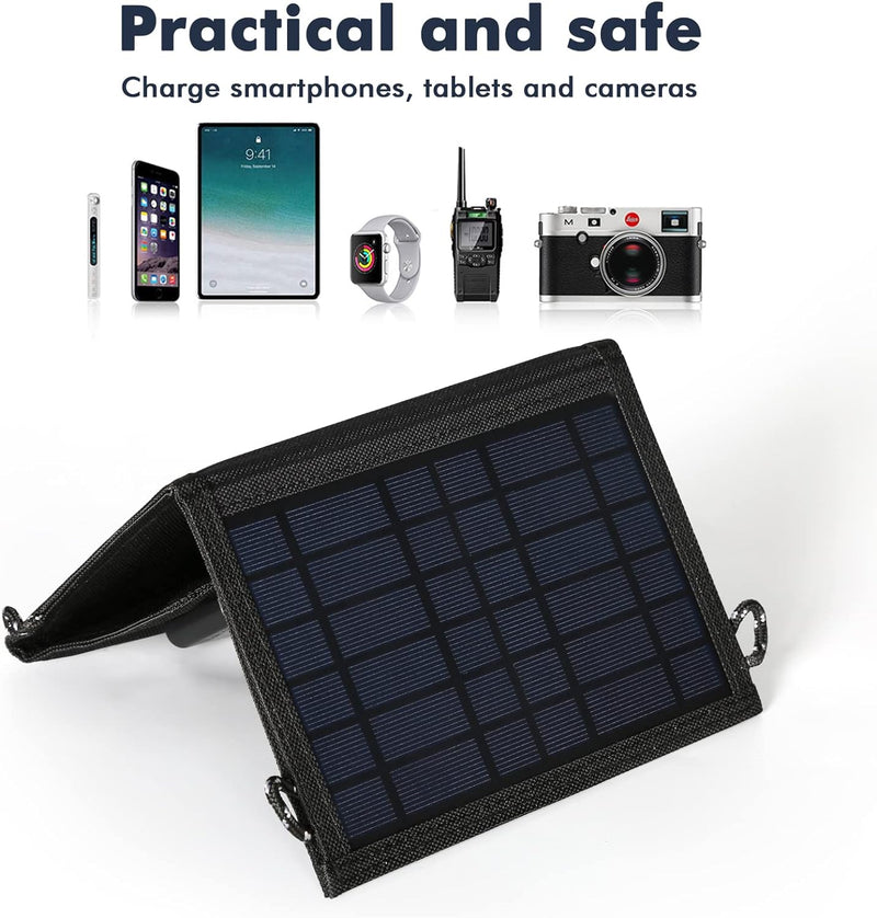 Jadeshay Solar Ladegerät USB, 15W Solar Ladegerät Faltbares Solarpanel Tragbares Solar Panel Handy L