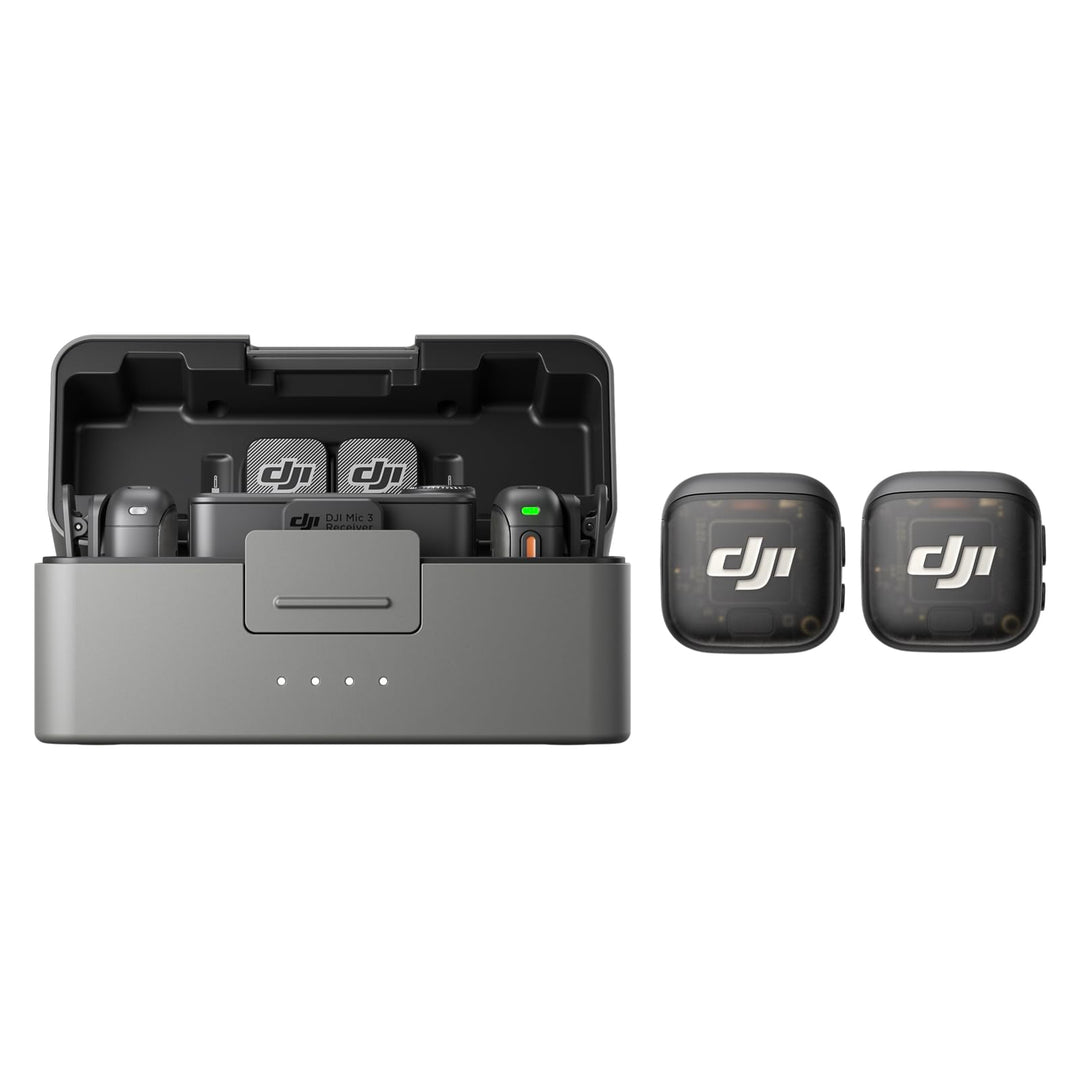 DJI Mic 3 (4 Sender + 1 Empfänger + Ladeschale), drahtloses Mini-Mikrofon für iPhone/Kamera/Android,
