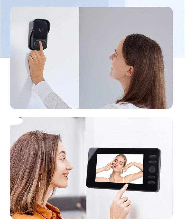 Video Türklingel, 2,4 GHz 4,3 Zoll IPS Bildschirm Kabellose Türklingel Kamera Zwei Wege Gespräch, Ei