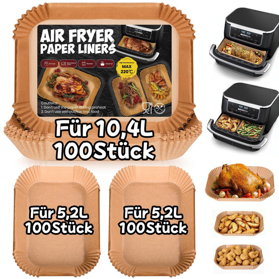 300 Stück Backpapier für Ninja Foodi Flexdrawer 10,4L Heissluftfritteuse Dual Zone, Zubehör für Ninj