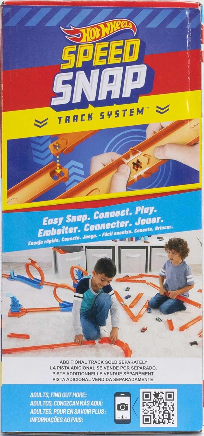 Hot Wheels Spielzeugauto-Trackset, Dreifach-Looping-Pack und Fahrzeug im Massstab 1:64, Track-Bautei