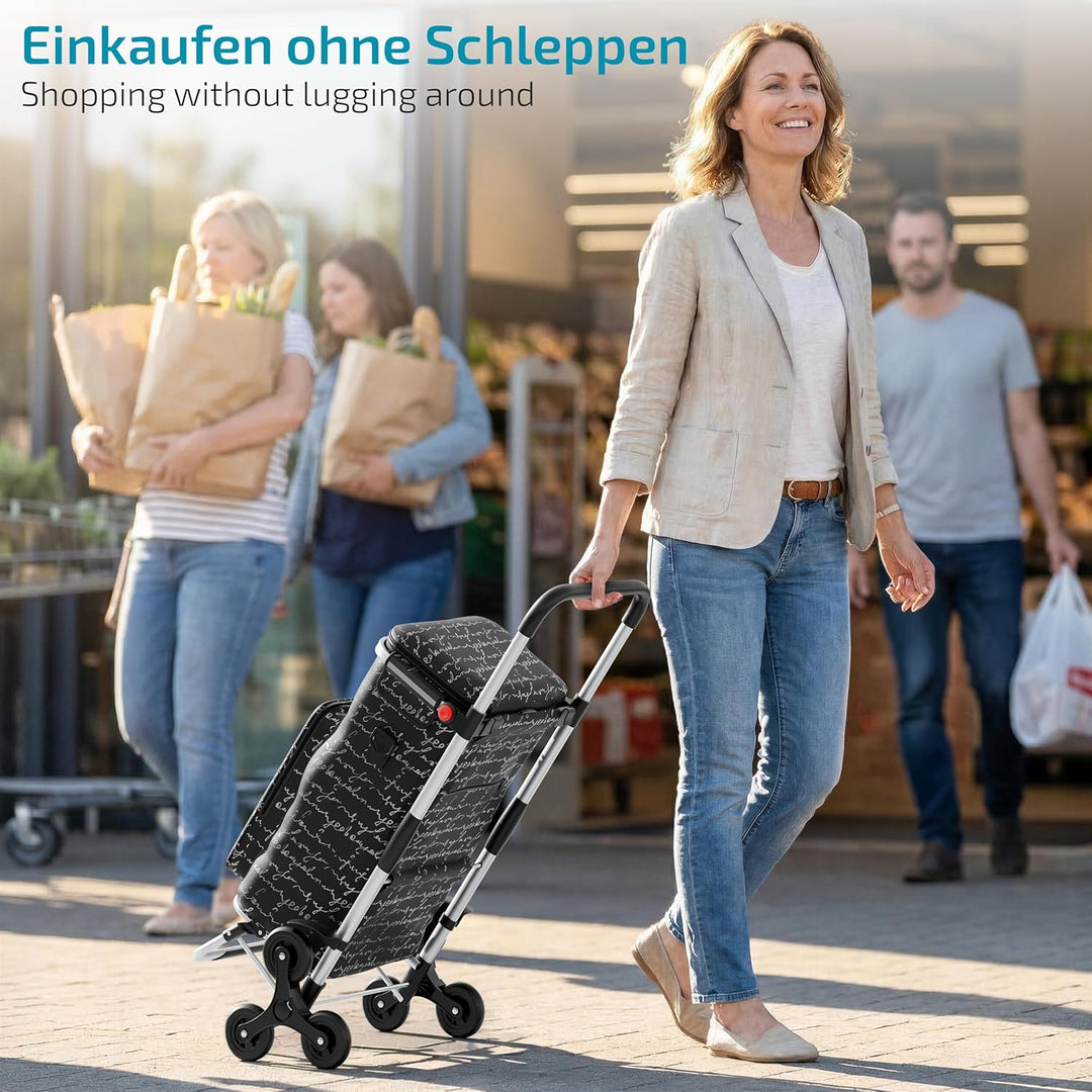 Rubberneck Einkaufstrolley - Klappbarer Einkaufswagen - Kühlfach - Höhenverstellbarer Griff -, Schwa