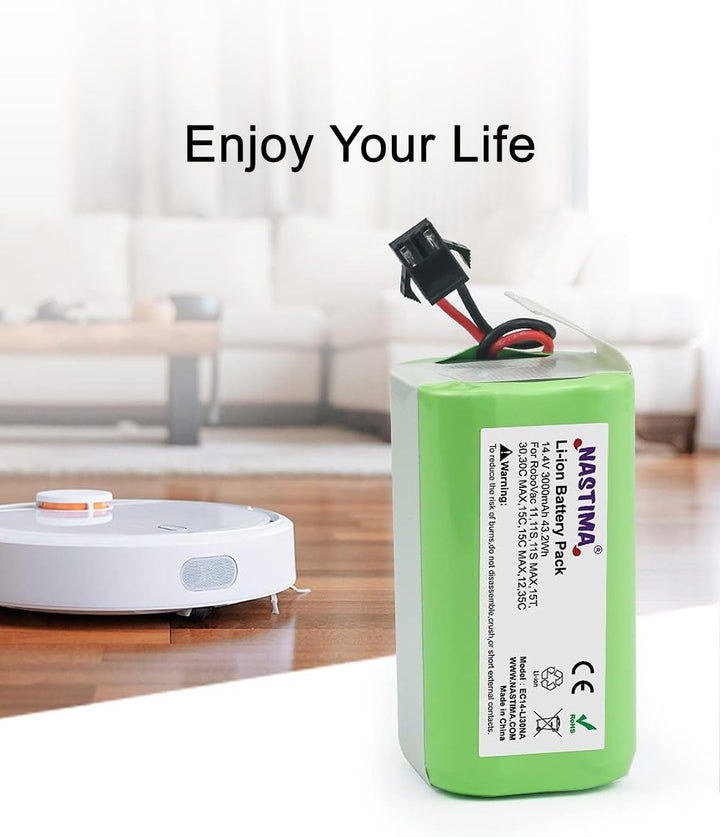 NASTIMA 14.4V 3000mAh Lithium-Ionen-Ersatzakku Kompatibel mit Eufy RoboVac 11 11S 11S MAX 12 15C 15T