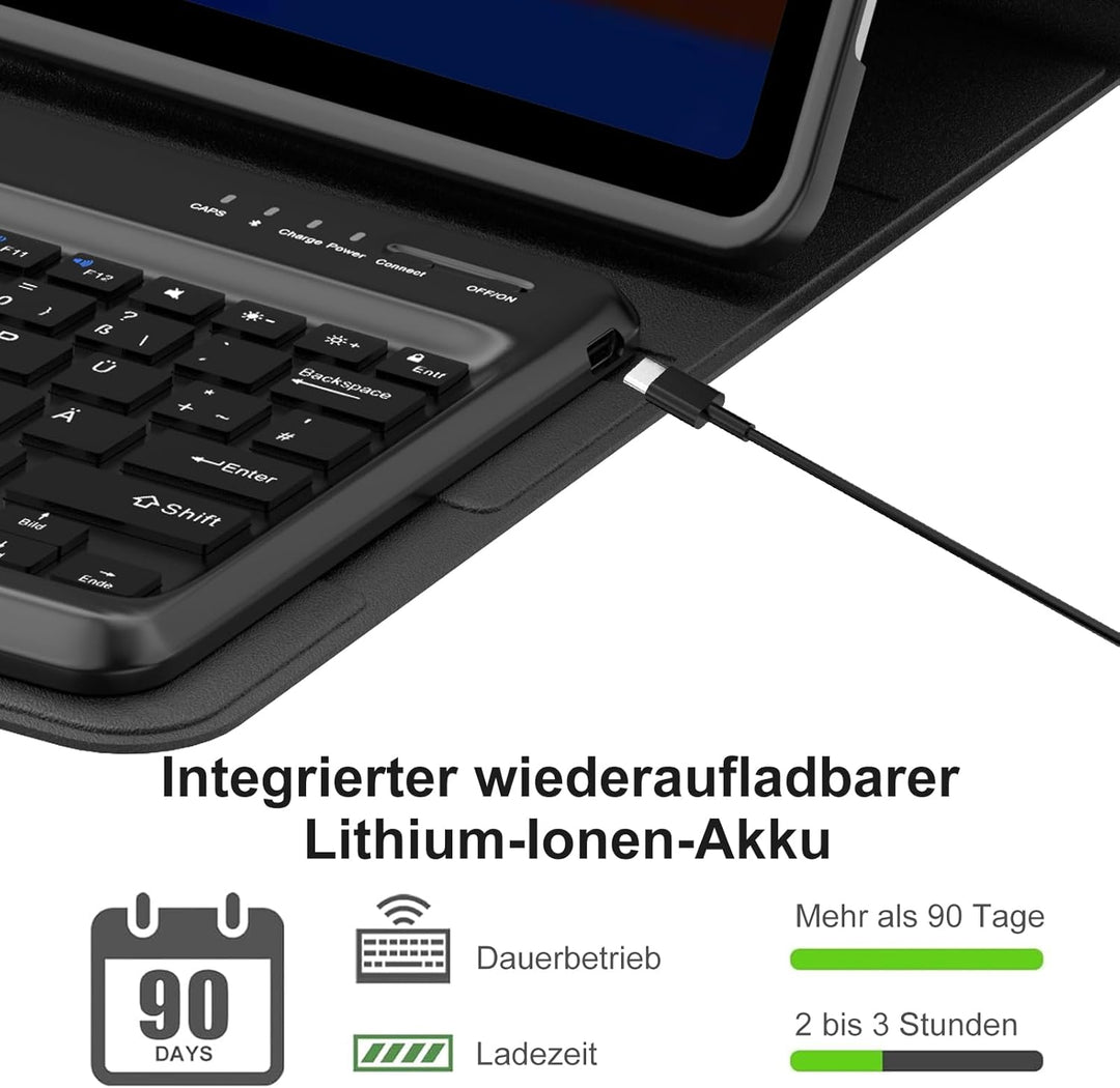 Tastatur Hülle für iPad 10/11 Generation A16 2025 11 Zoll, QWERTZ Deutsches Magnetisch Abnehmbare Ke