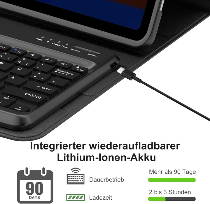 Tastatur Hülle für iPad 10/11 Generation A16 2025 11 Zoll, QWERTZ Deutsches Magnetisch Abnehmbare Ke