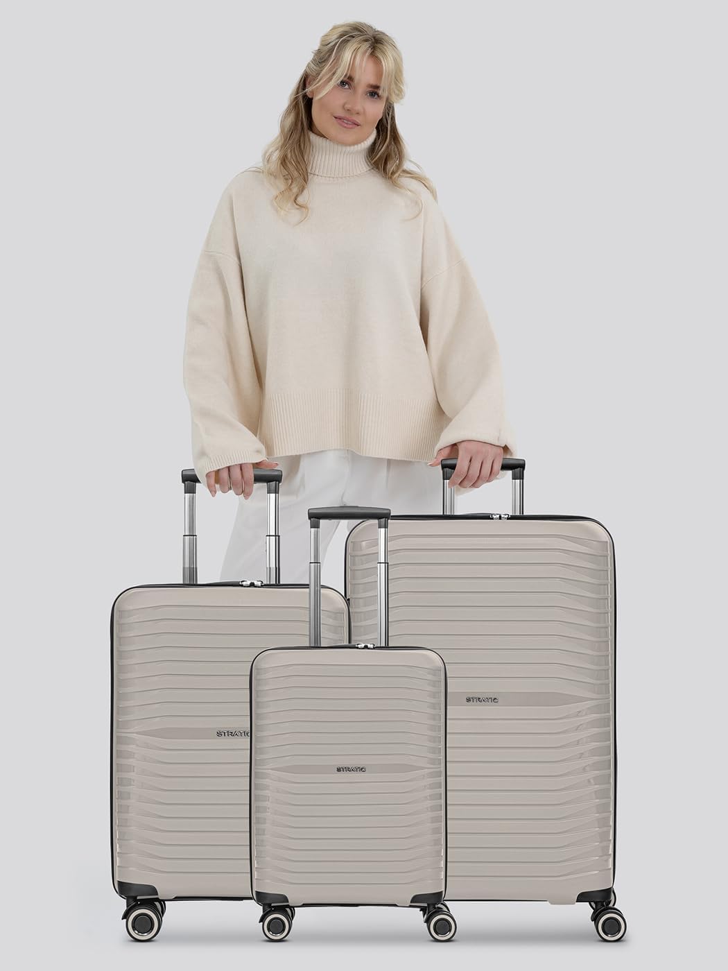 Stratic Shine Hartschalenkoffer Set - 3-teilig gross | Ausgestattet mit, arretierbarer Griff, 4 360°