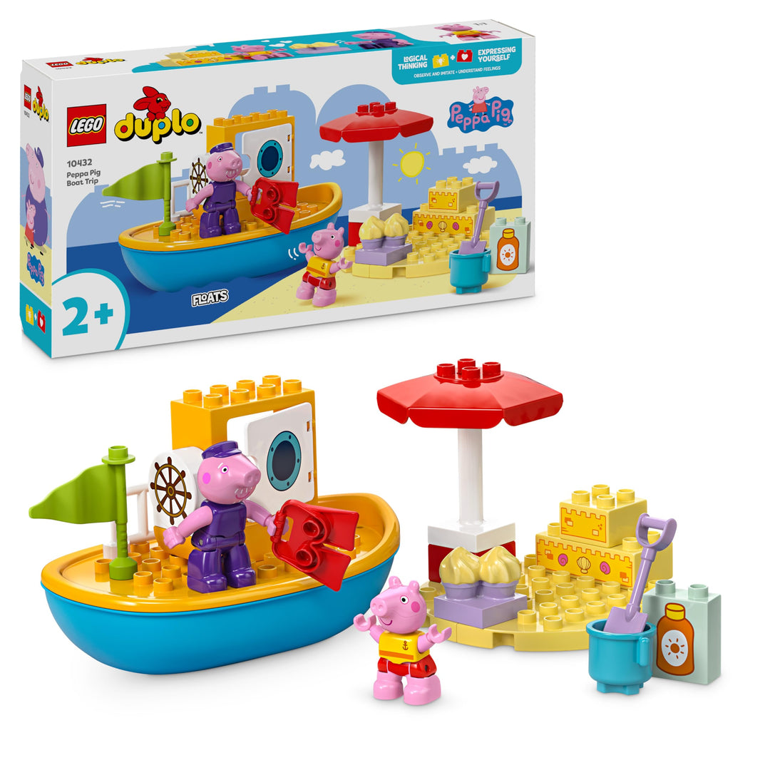 LEGO DUPLO Peppas Bootsausflug: Spielset mit Spielzeugboot zum Bauen und Umbauen mit 2 Figuren, krea