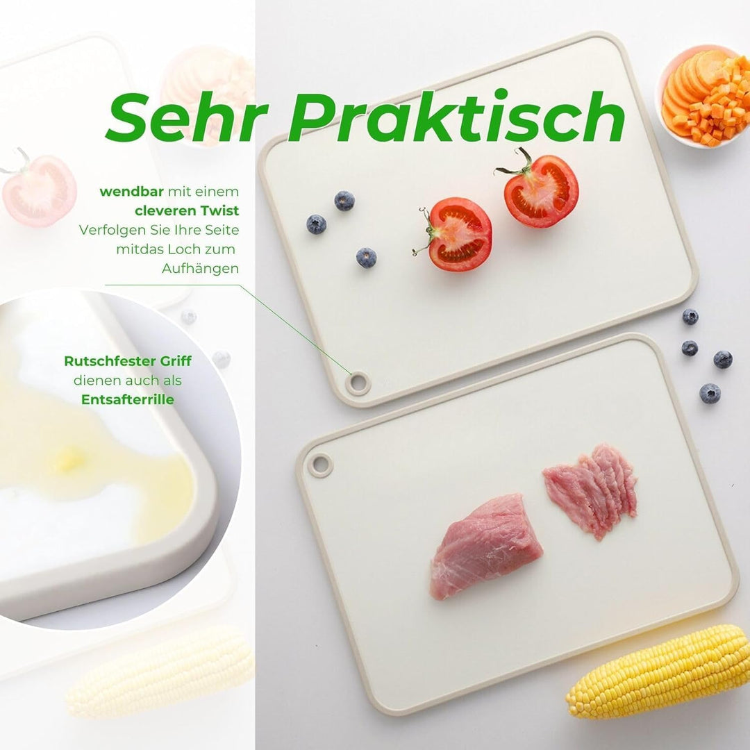 CLOVE Cremeweiss Schneidebrett Kunststoff Gross 40x30cm Klein 34x24 1cm Dicke | 2er-Set HDPP BPA-Fre