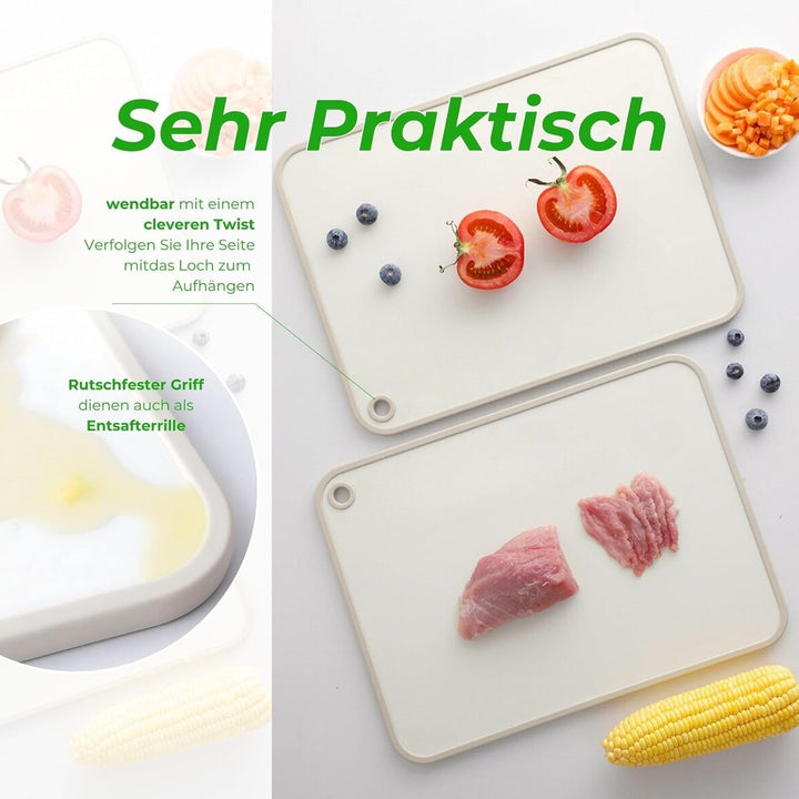CLOVE Cremeweiss Schneidebrett Kunststoff Gross 40x30cm Klein 34x24 1cm Dicke | 2er-Set HDPP BPA-Fre