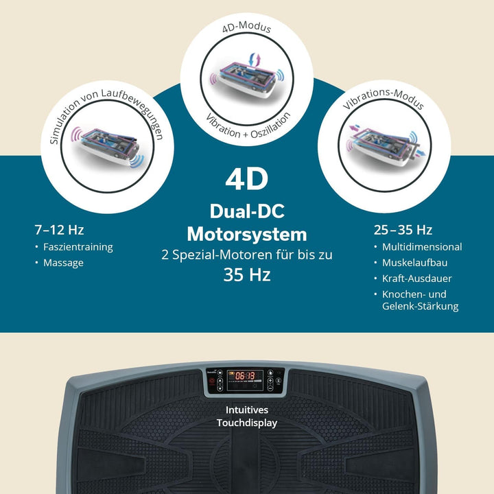 Skandika 4D Vibrationsplatte V2000 Grau | 4D Vibration bis zu 35 Hz, Curved Technology, Bluetooth-La