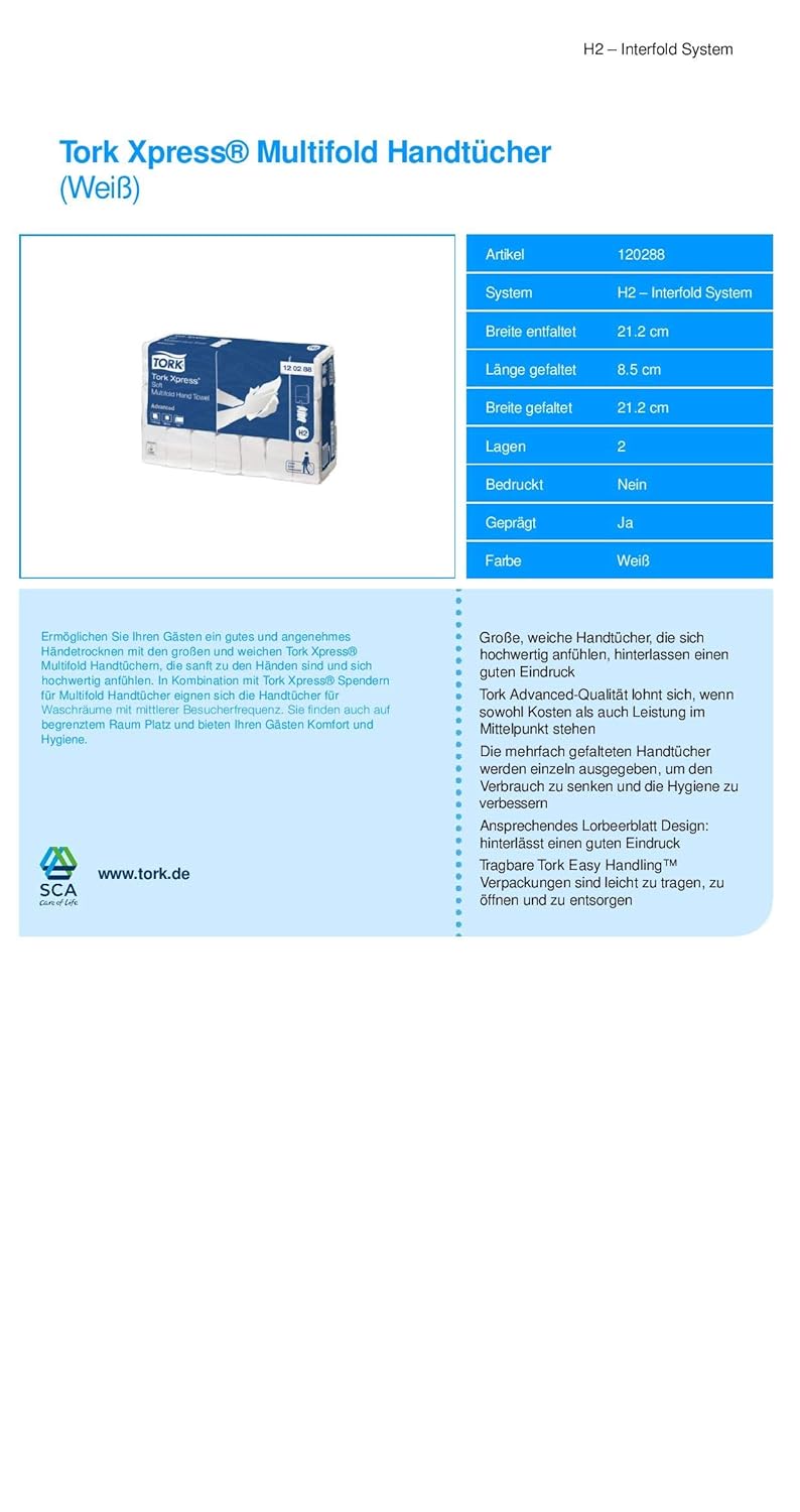 Tork Xpress weiche Multifold Papierhandtücher 120288 - H2 Advanced nachhaltige Falthandtücher für Ha