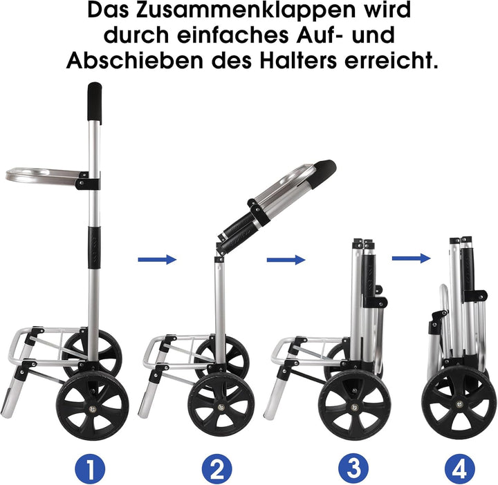 Einkaufstrolley klappbar mit 42L Volumen, Einkaufswagen mit Deckel Klappbarer Trolley zum Einkaufen,