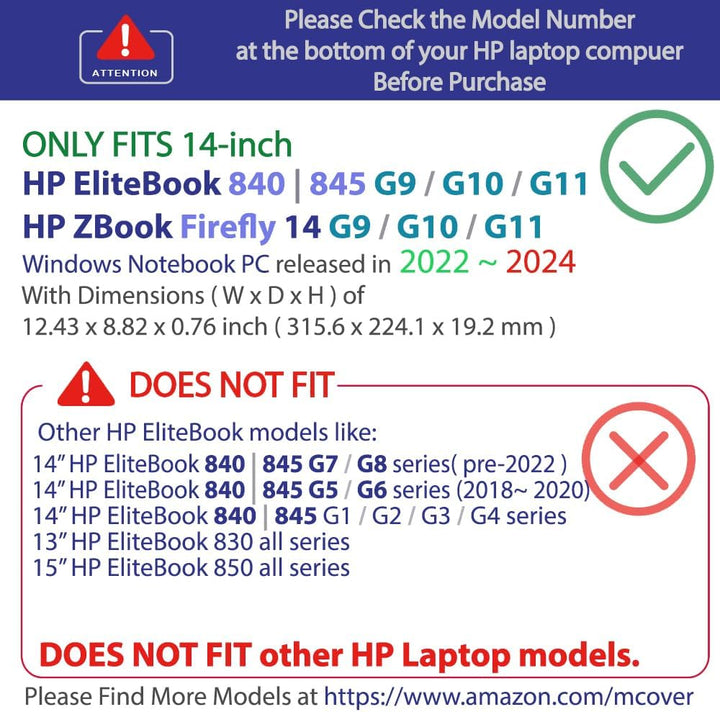 mCover Schutzhülle nur kompatibel mit HP EliteBook 840 (Intel CPU) | 845 (AMD CPU) G9 / G10 Serie No