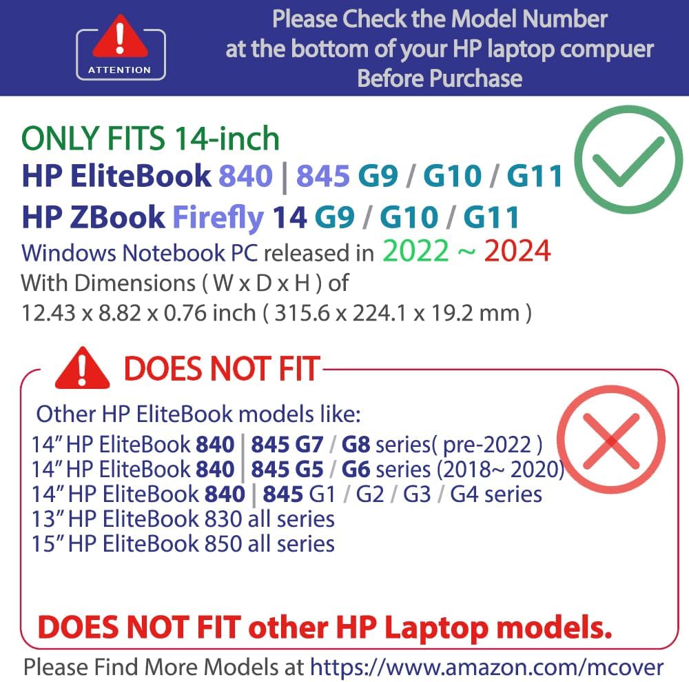 mCover Nur kompatibel mit HP EliteBook 840 (Intel CPU) | 845 (AMD CPU) | ZBook Firefly 14 G9 / G10 /