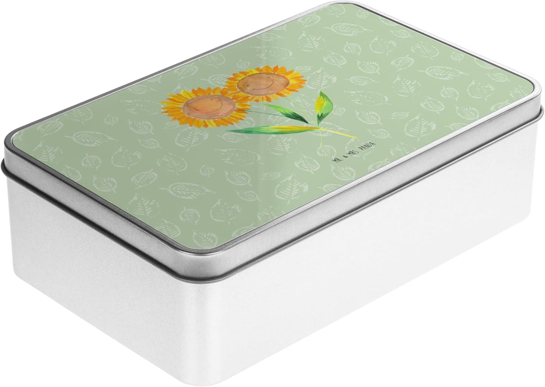 Mr. & Mrs. Panda Metalldose rechteckig Blume Sonnenblume - Geschenk, Blechdose, Aufbewahrungsdose, z