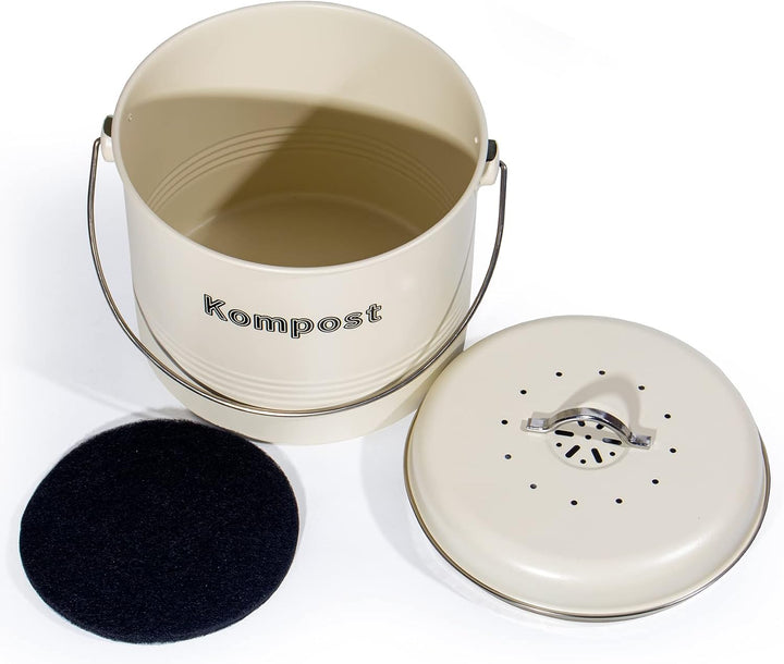 Theo&Cleo Biomülleimer Küche 7 L, Bio Mülleimer Geruchsdicht mit Aktivkohlefiltern, Komposteimer Met