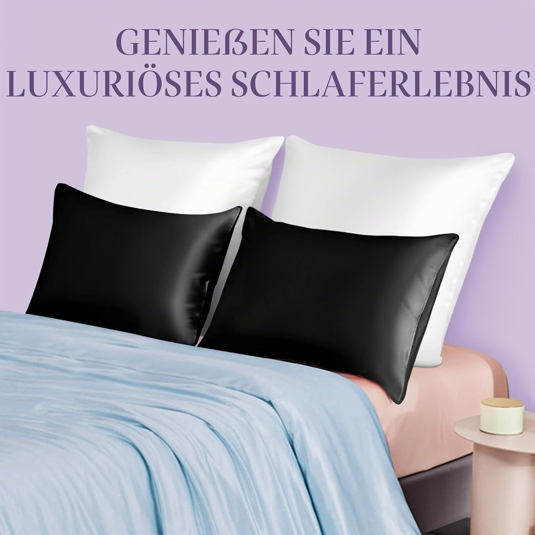 OLESILK Seide Kissenbezug Kissenhülle Haar- und Hautpflege mit Reissverschluss 16 Momme 1 Stück Schw