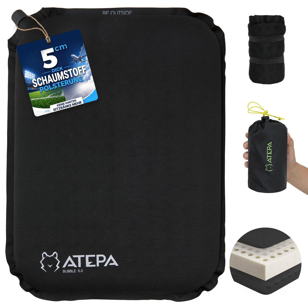 ATEPA Sitzkissen Outdoor, Faltbar Aufblasbar Stadion Flugzeug Unterwegs Camping Wander Bürostuhl Ult