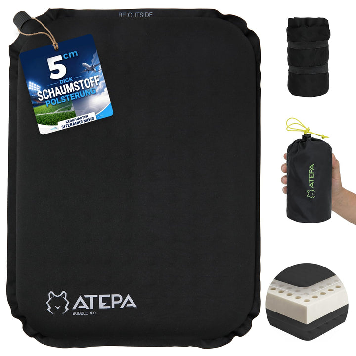 ATEPA Sitzkissen Outdoor, Faltbar Aufblasbar Stadion Flugzeug Unterwegs Camping Wander Bürostuhl Ult