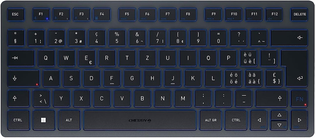 CHERRY KW 7100 Mini BT, Kompakte Multi-Device-Tastatur mit 3 Bluetooth-Kanälen, Schweizer Layout (QW