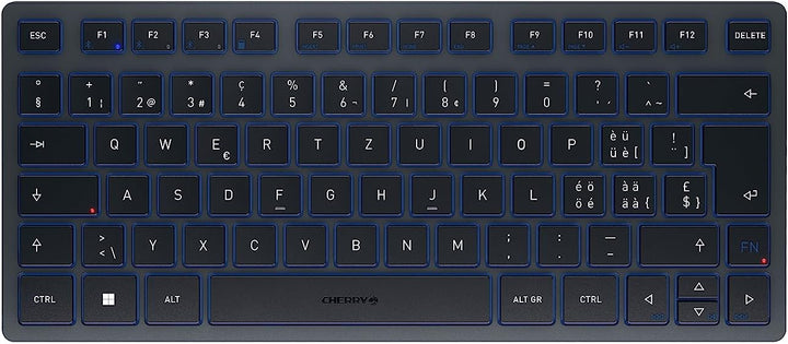 CHERRY KW 7100 Mini BT, Kompakte Multi-Device-Tastatur mit 3 Bluetooth-Kanälen, Schweizer Layout (QW