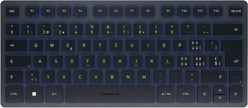 CHERRY KW 7100 Mini BT, Kompakte Multi-Device-Tastatur mit 3 Bluetooth-Kanälen, Schweizer Layout (QW