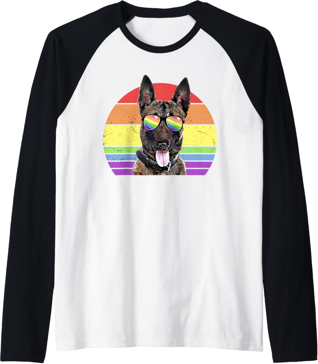 LGBTQ Belgischer Malinois Hund Retro Rainbow Love Pride Raglan