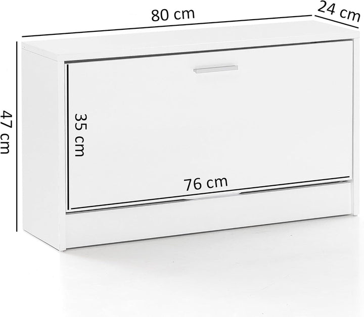 Wohnling Schuhbank Split mit Sitzfläche Weiss Schuhkipper Holz 80 x 47 x 24 cm, Flurbank klein gesch