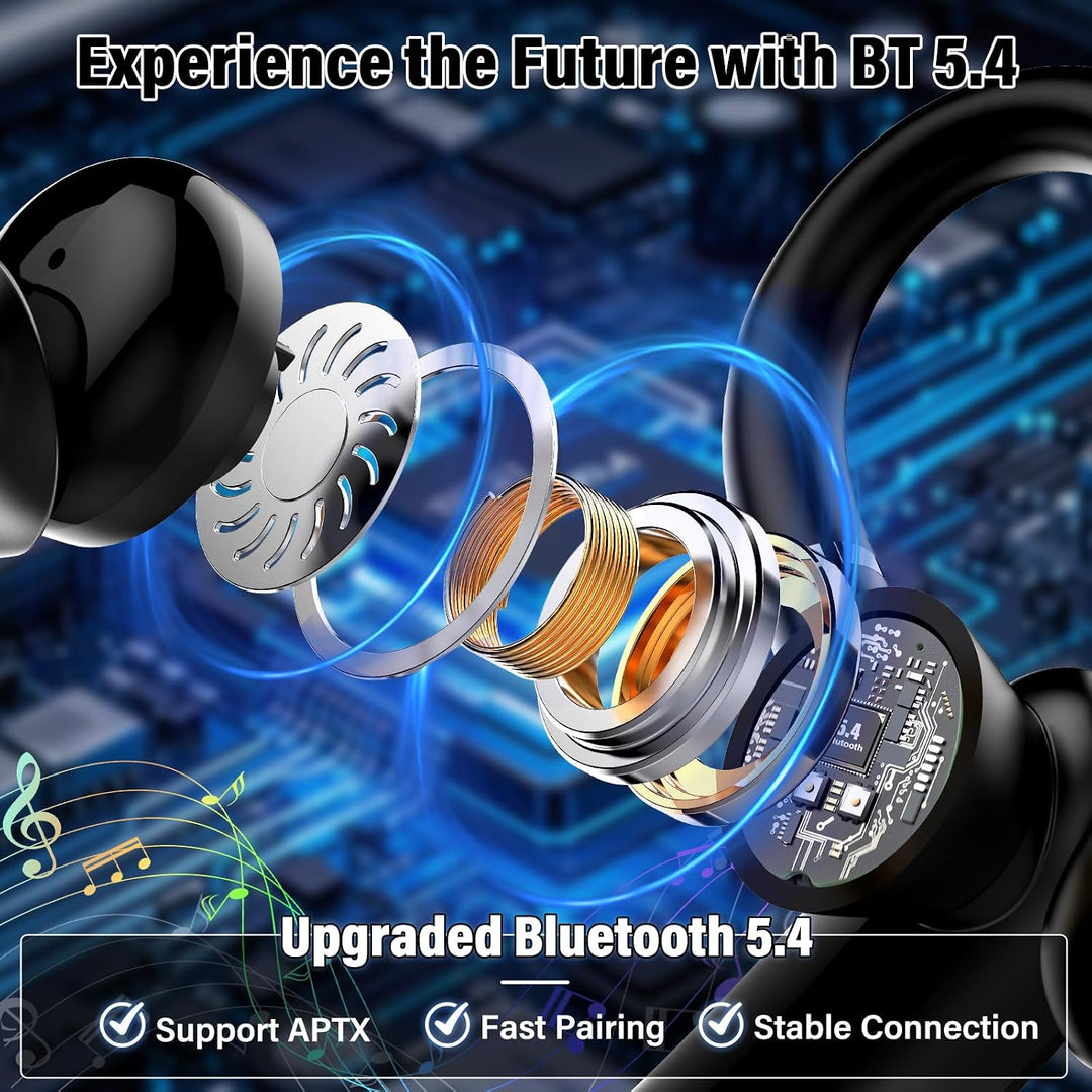 Atheewon Bluetooth Headset V5.4, Wireless Freisprech Telefon, Schwarz | CVC 8.0/ENC Dual Mic, APTX,
