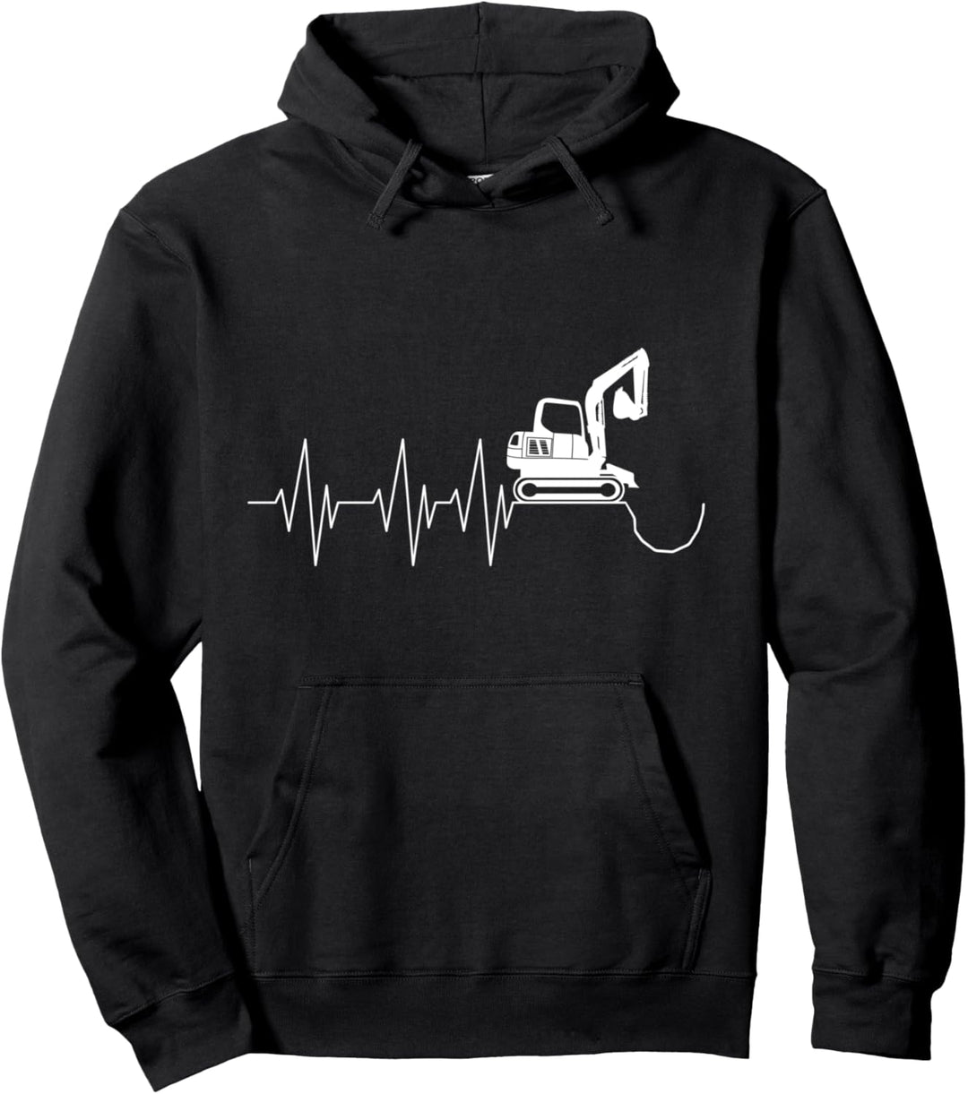Bagger Baumaschine Tiefbau Herzschlag Baggerfahrer Pullover Hoodie