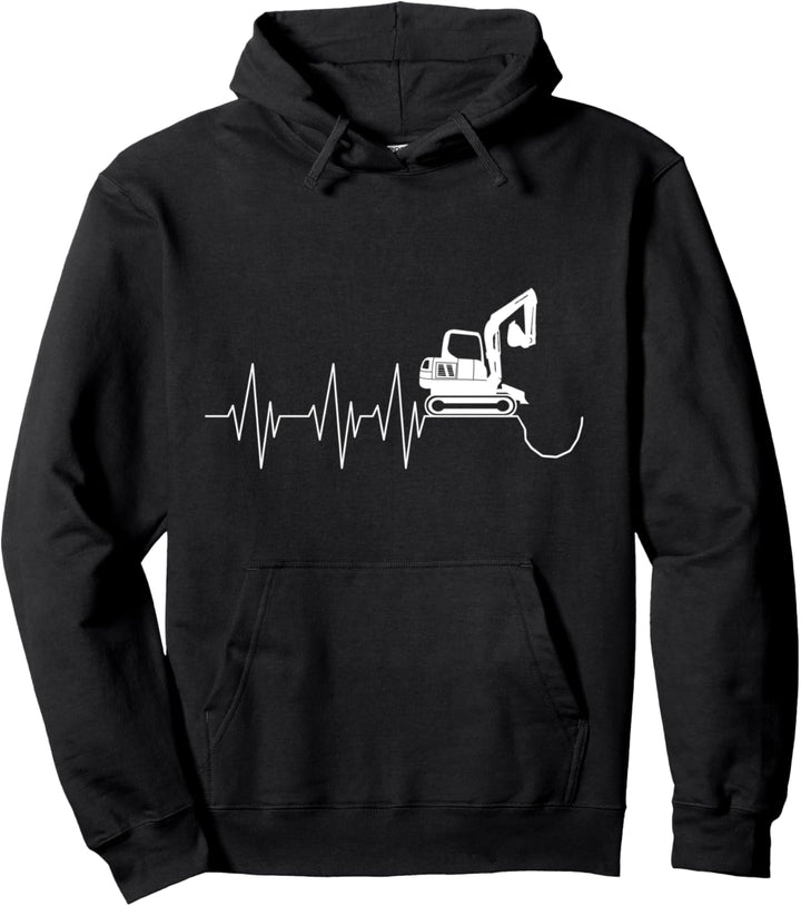 Bagger Baumaschine Tiefbau Herzschlag Baggerfahrer Pullover Hoodie
