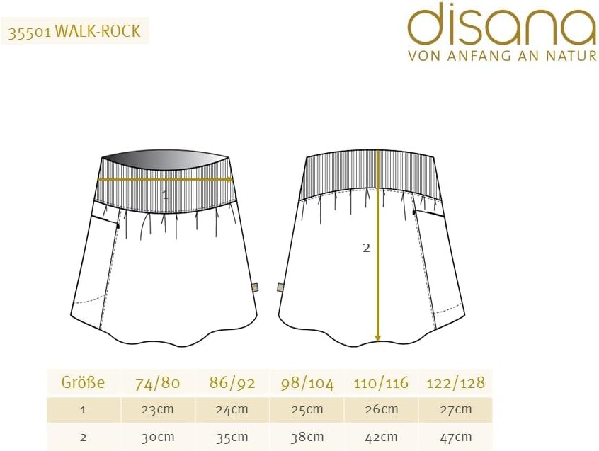 Disana Walk-Rock, Leichter Rock mit elastischem Bund für das ganze Jahr | 100% Bio-Merinowolle GOTS,