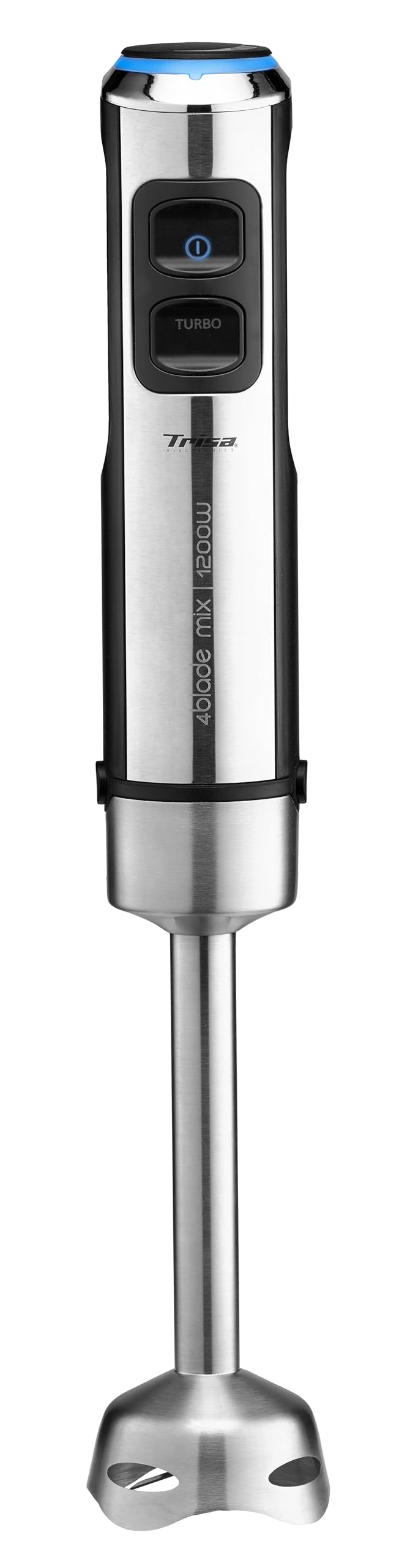 Trisa Stabmixer, 1200W, Edelstahl Pürierstab, Hand Blender mit 4-Klingen-Cutter, variable Geschwindi