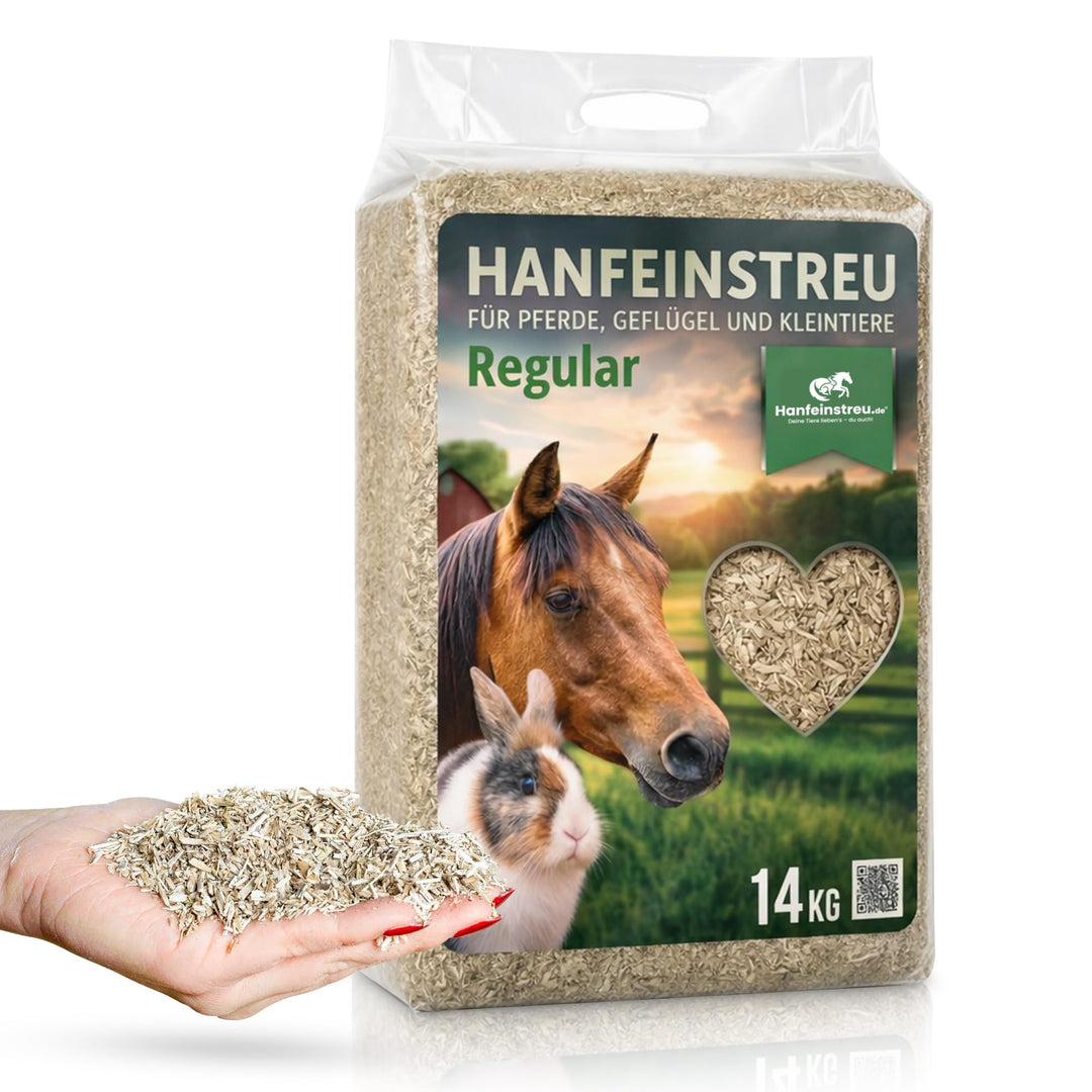 Hanfeinstreu für Kleintiere, Hühner und Pferde, 140 Liter, 100% Naturprodukt, Extrem Saugfähig, Stau