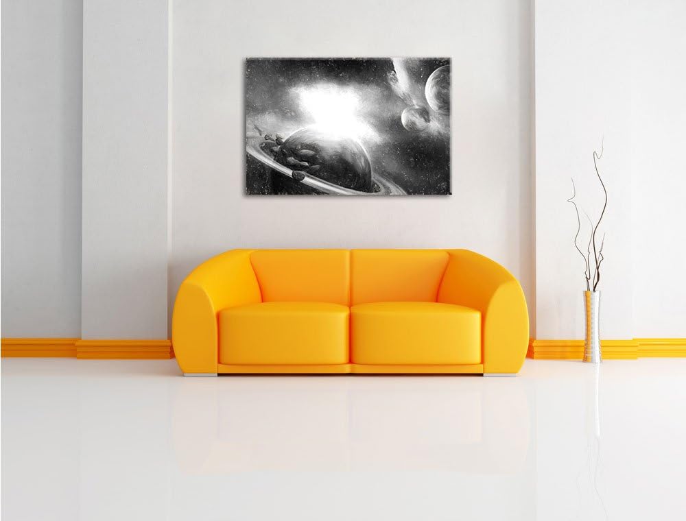 Pixxprint Planeten und Meteoriten als Leinwandbild/Grösse: 100x70 / Wandbild/Kunstdruck/fertig bespa