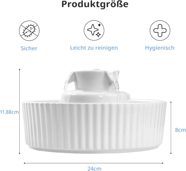 Keramik Katzenbrunnen, 2.1L Trinkbrunnen Wasserbrunnen für Katze, Katzen Wasserspender mit 1 Filter