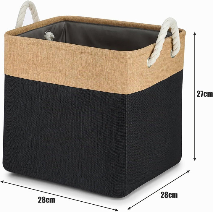 4 Stück Grosse Aufbewahrungskörbe 28x28x27 cm – Faltbare Stoff Aufbewahrungsboxen mit Griffen, stabi