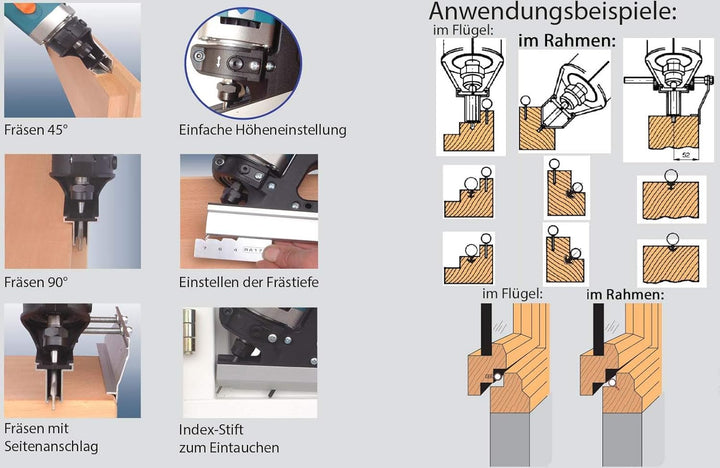 DF550VG 1000 Watt Dichtungsnutfräse Dichtungsfräse im Hartschalenkoffer