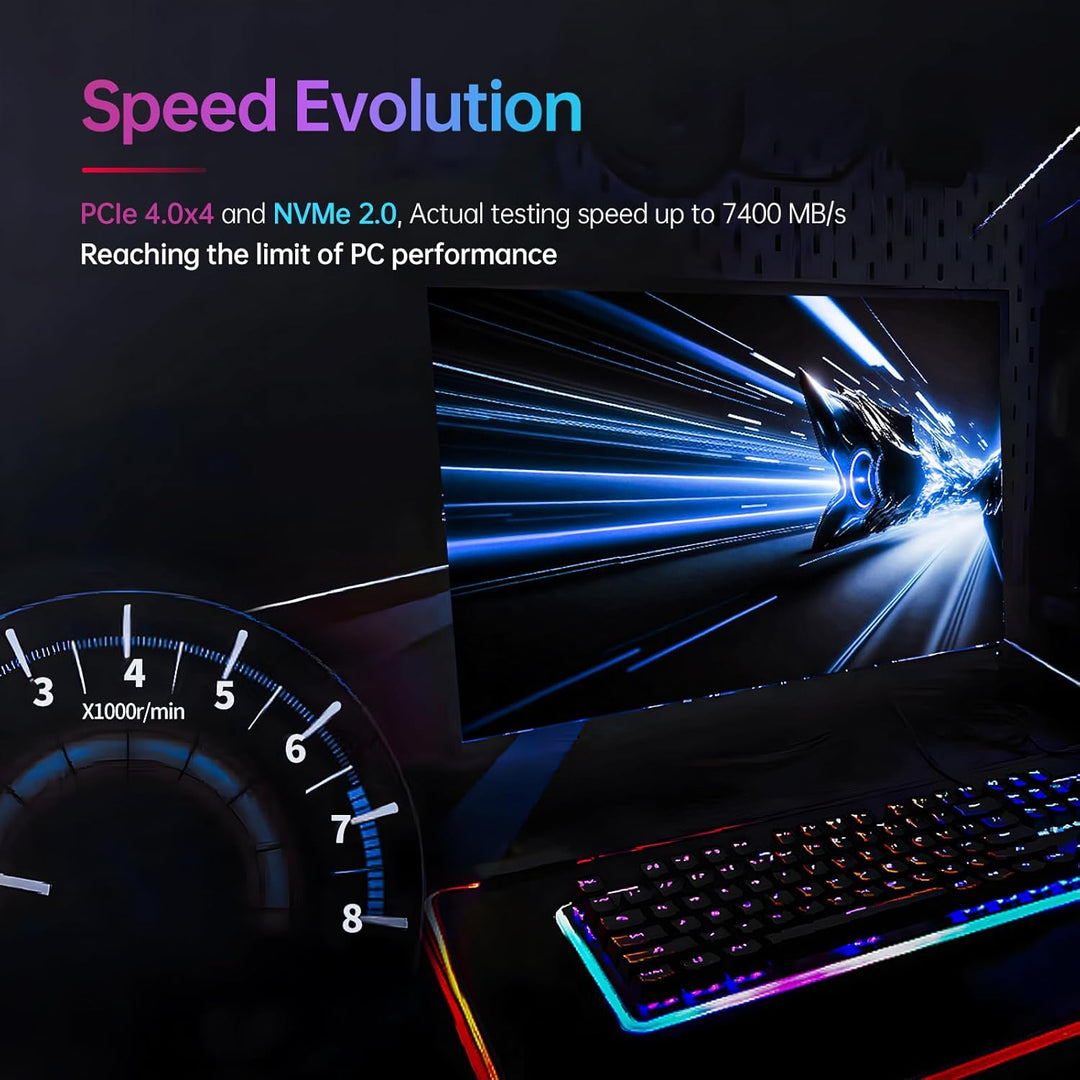 SSK M.2 NVMe SSD 1 TB PCIe Gen 4.0 x 4 M.2 SSD bis zu 7400 MB/s, Interne SSD für Gaming und Programm