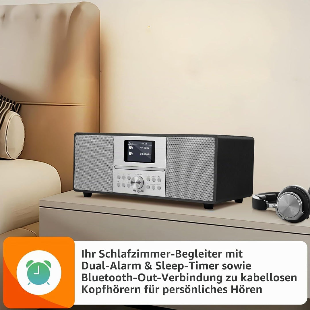 MS4 CD-Player,DAB Radio HiFi-System,Bluetooth,Stereo,Schwarz | Peak 100W Lautsprecher, akustisches H