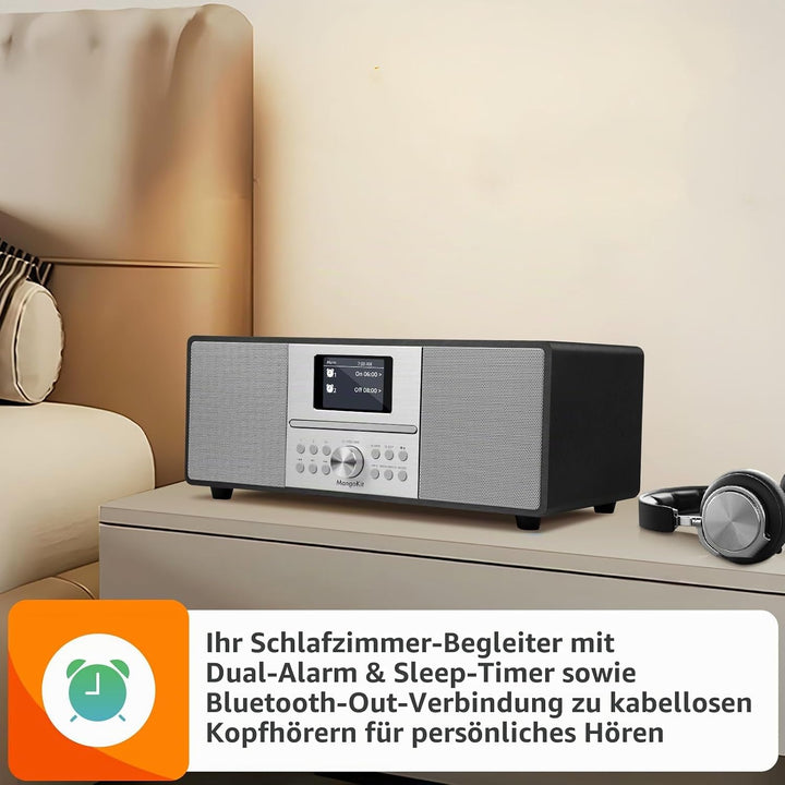 MS4 CD-Player,DAB Radio HiFi-System,Bluetooth,Stereo,Schwarz | Peak 100W Lautsprecher, akustisches H