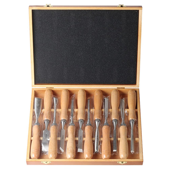 NEWFUN Stechbeitel set für holz, 12 Stück Holz-Drehmeissel-Set für Holzbearbeitung Holzschnitzerei-E