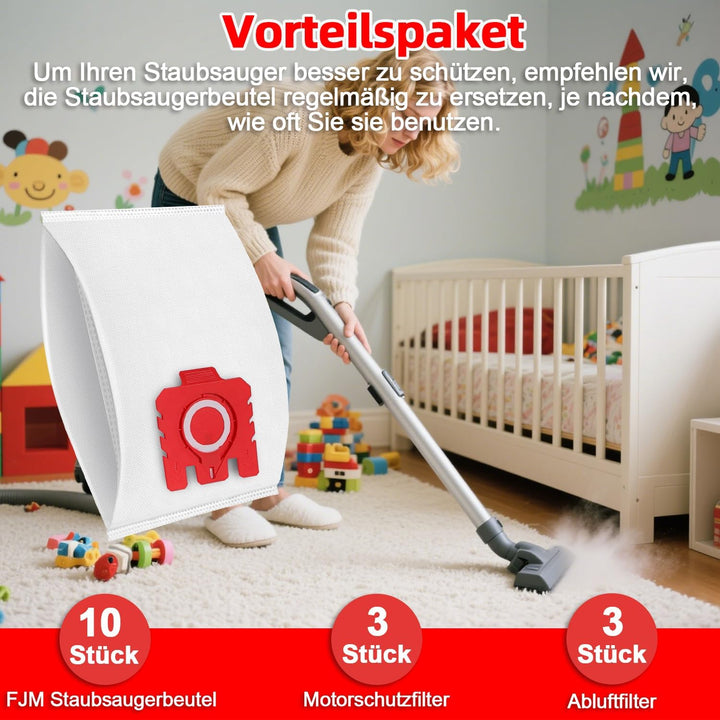 10 Stück Staubsaugerbeutel 3D Efficiency für Miele Hyclean Pure FJM Staubsauger Complete C1 Compact