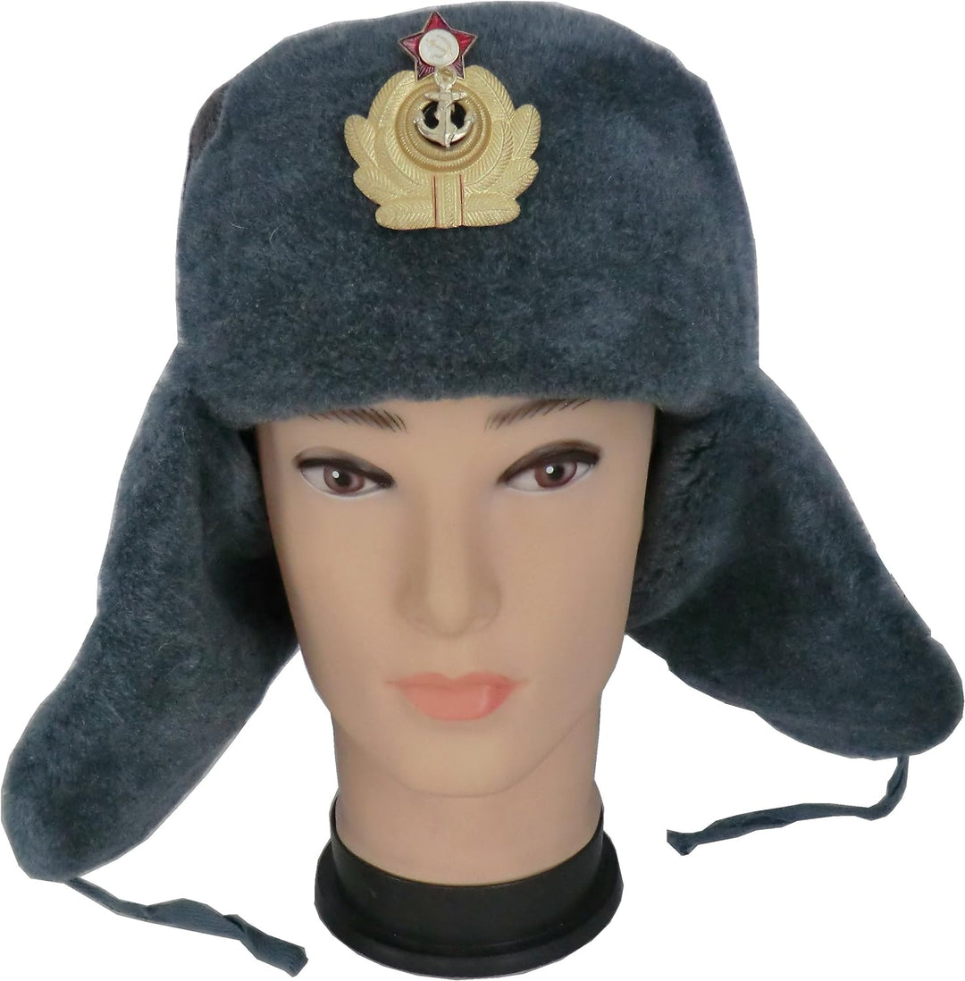 RUSSIANSTORE Russische Fellmütze Wolle, Shapka Ushanka, Wintermütze Militärmütze der Sowietischen Ma