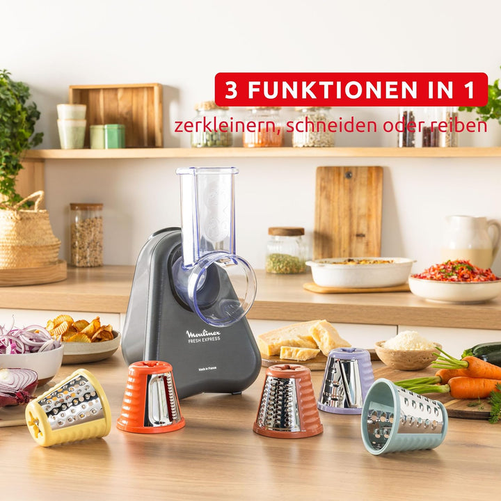 Moulinex Fresh Express Elektrische Gemüsereibe, Direktserviersystem, 5-in-1, zerkleinern-schneiden-r
