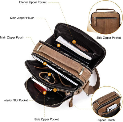 Contacts Echtes Leder Herren Laptop Mini Tab Messenger Crossbody Bag Tasche Handtasche Braun, Braun