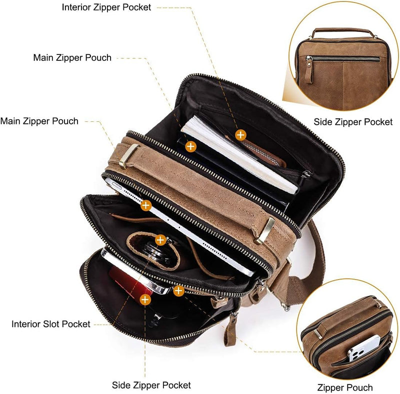 Contacts Echtes Leder Herren Laptop Mini Tab Messenger Crossbody Bag Tasche Handtasche Braun, Braun
