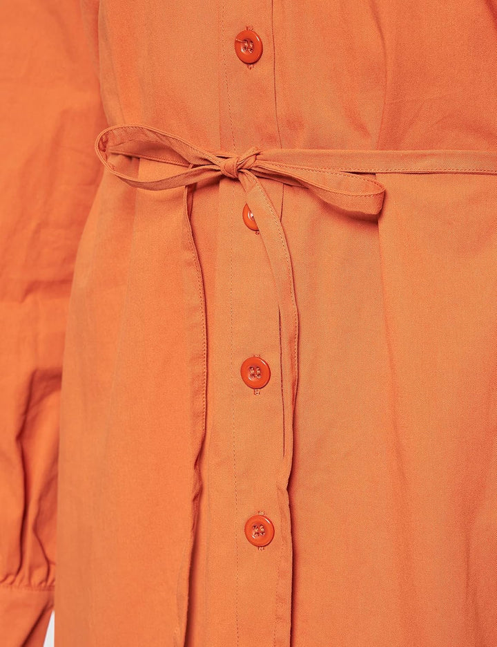 NA-KD Damen Oversized Belted Shirt Hemd 38 Orange, 38 Orange