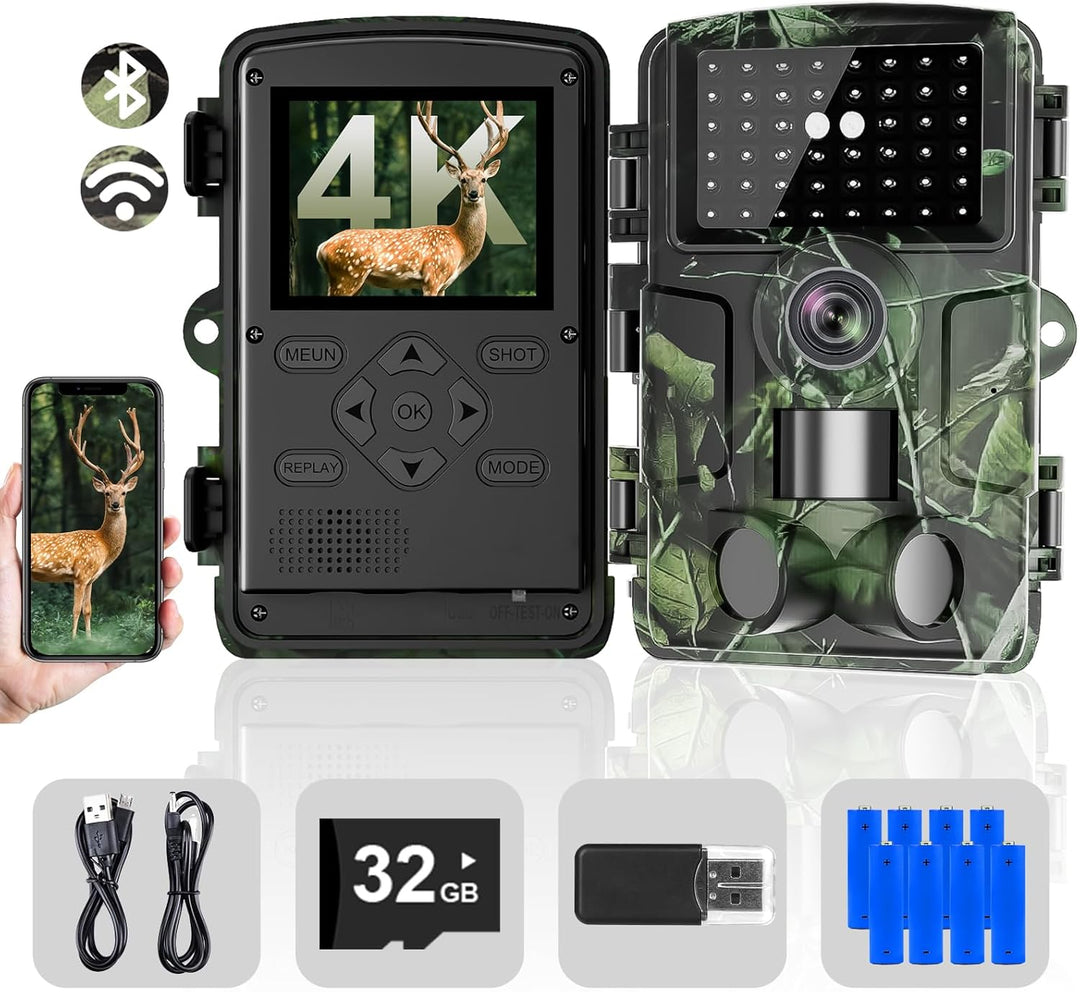 Lutranstra Wildkamera, 4K/48MP HD Wildtierkamera mit Nachtsicht 0,05s Auslöser, IP66 wasserdichte 13