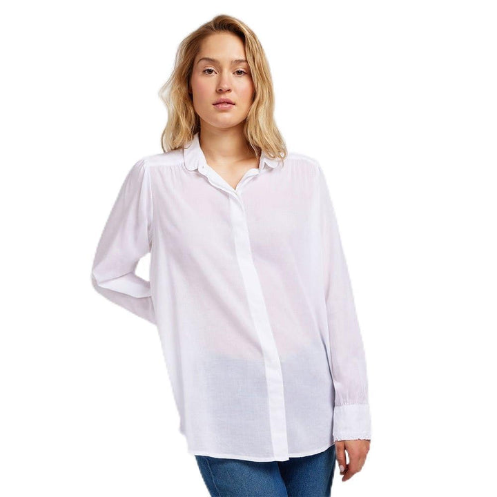 Lee Damen Shirred Blouse Shirt M Bright White, M Bright White